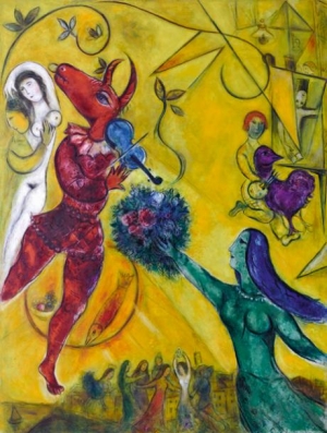 Fhoto: Marc Chagall - (The dance, 1950-52). Equality is a myth, it does not exist. Civilized society does not exist, we are still barbarians, if we don&#039;t recognize the uniqueness of each individual (symbolism, the girl holding the flowers as a gift) there will no longer exist a civilized world, human, living in love and joy.